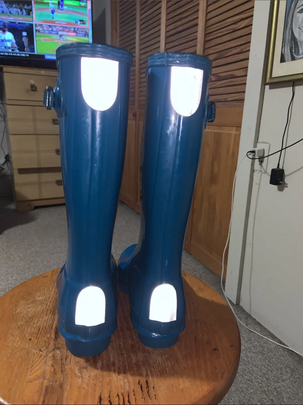 Hunter Glossy Teal Rain Boots child size US 1 boy or girl wellies